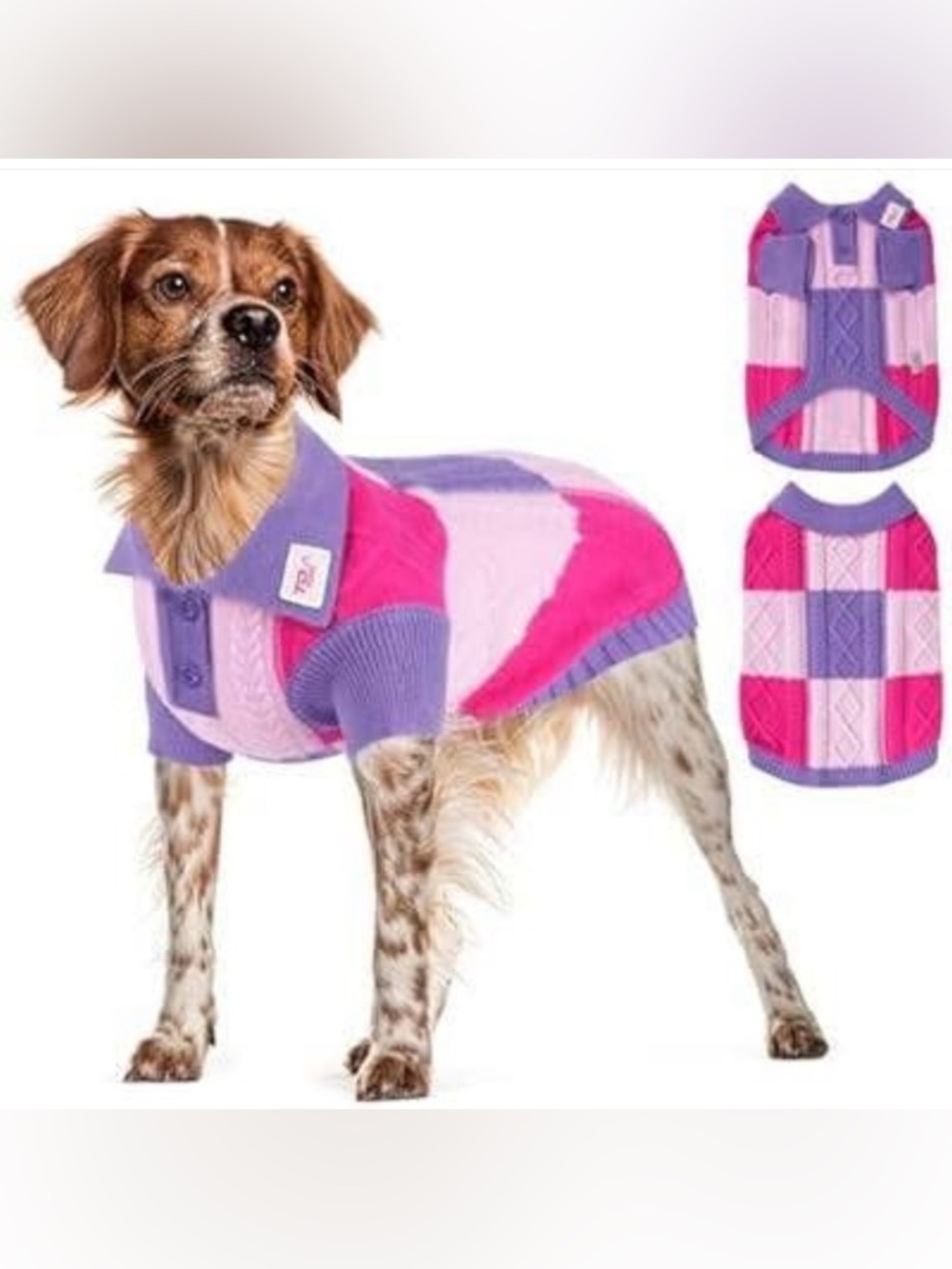 Pet Dog Knit Sweater in Pink & Purple - Fashionable Warm Coat sz xl
